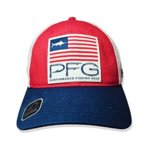 Gorra Columbia PFG Hat Americana Flag Hooks Rojo Ajustable