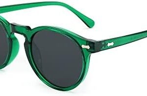 GAFAS DE SOL REDONDAS / MONTURA VERDE TRANSLÚCIDO / LENTES OSCURAS / ESTILO RETRO UNISEX