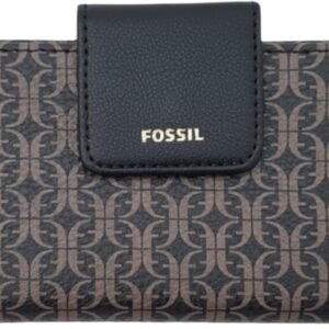 FOSSIL MADISON SLIM CLUTCH WALLET PURSE - BLACK/BROWN (SWL2245015)