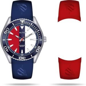 NAUTICA MEN'S CRUISE NAC 10 NAPN03007 RED SILICONE QUARTZ FASHION WATCH
