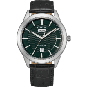 CITIZEN ROLAN AW0090-02X – GREEN DIAL / BLACK LEATHER / ECO-DRIVE