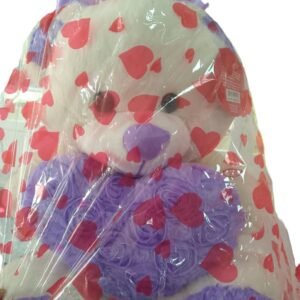 OSO DE PELUCHE 15" BLANCO Y MORADO