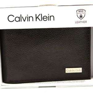 CALVIN KLEIN CK MEN'S LEATHER-BLACK CK BIFOLD-RFID WALLET NIB