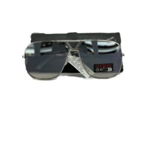 GUESS GO00066 10B – RECTANGULAR SUNGLASSES / SHINY SILVER / SMOKE LENS / 61MM + ESTUCHE GRATIS