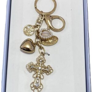 SET LLAVERO DORADO + 3 PARES DE ARETES NOIR