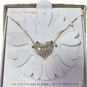 CADENA CON BAÑO DE ORO 14K CORAZON MOM, I LOVE YOU