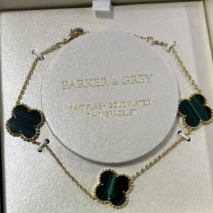 BRAZALETE DE TREBOL CON BAÑO DE ORO 14KT PARKER & GREY