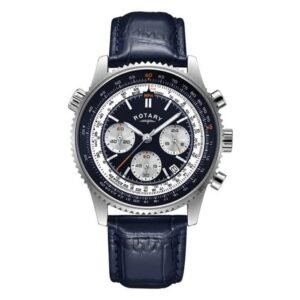 ROTARY MEN'S BLUE LEATHER STRAP