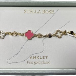 TOBILLERA DE TREBOL CON BAÑO DE ORO FINO STELLA ROSE