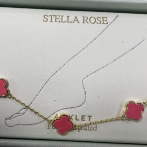 TOBILLERA DE TREBOLES CON BAÑO DE ORO FINO STELLA ROSE