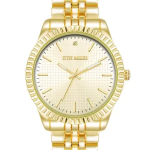 STEVE MADDEN MEN'S COIN EDGE GOLD - TONE ALLOY METAL WATCH, 44MM