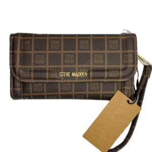 STEVE MADDEN BZIPPY CHECKERED LOGO WALLET
