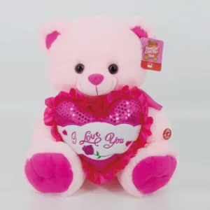 BEAR I LOVE YOU PINK 15IN
