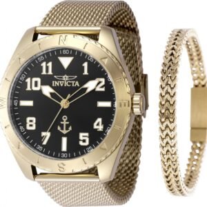 SET INVICTA OCEAN VOYAGE 48298 – GOLD-TONE / BLACK DIAL / 45 MM