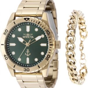 SET INVICTA OCEAN VOYAGE 48306 – GOLD-TONE / GREEN DIAL / 43 MM