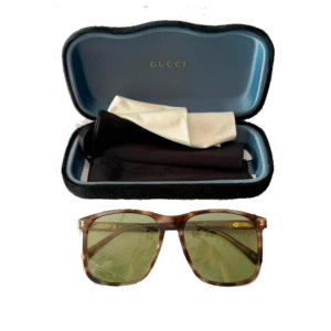 GUCCI GG1041S 004 – GAFAS DE SOL PARA HOMBRE, ESTILO HAVANA CON LENTES VERDES